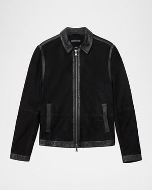 John Varvatos Jaxon Waxed Suede Full-Zip Jacket - Black