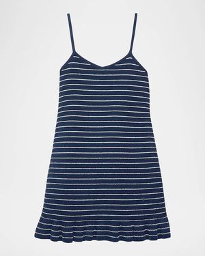 JW Anderson Sleeveless Striped Rib Ruffle Mini Dress - Blue