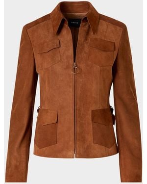 Akris Punto Suede Slim Zip Jacket - Brown