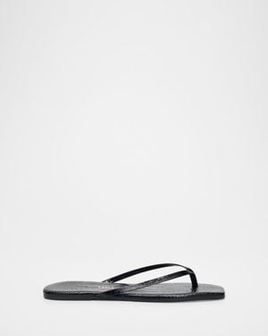 TKEES Lily Leather Square-Toe Thong Sandals - White