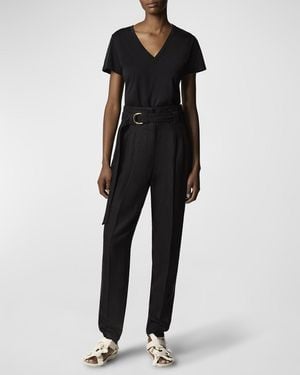 Another Tomorrow Cotton V-Neck Tee - Black
