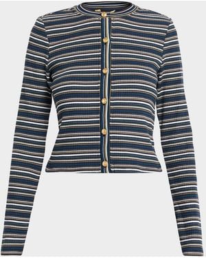 Ramy Brook Zoe Striped Button-Front Cardigan - Blue