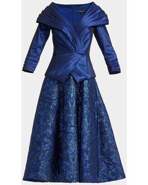 Tadashi Shoji Renwick Portrait Jacquard Cocktail Dress - Blue
