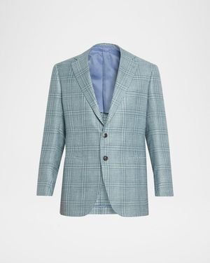 Cesare Attolini Apos;S Plaid Cashmere-Blend Sport Jacket - Blue