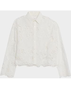 CISSA The Shorty Embroidered Button-Front Shirt - White