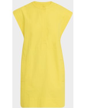 Argent Structured Cap-Sleeve Cotton Twill Mini Dress - Yellow