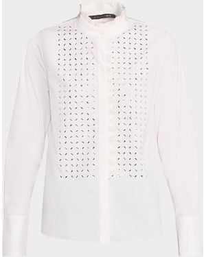 Kobi Halperin Mick Embellished Ruffle-Trim Blouse - White
