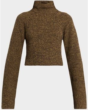 IRO Elba Turtleneck Rib Knit Wool Sweater - Green