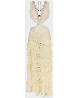 PATBO Martina Ruffled Maxi Dress - Metallic