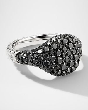 David Yurman Mini Chevron Pave Diamond Pinky Ring - Metallic