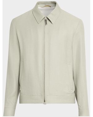 Stefano Ricci Apos;S Textured Cashmere-Blend Zip Jacket - White