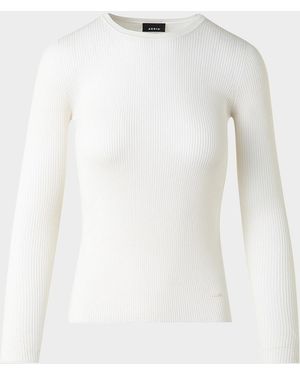 Akris Silk Cotton Rib Crewneck Sweater - White