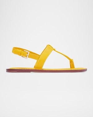 Bernardo Calfskin T-Strap Slingback Sandals - Yellow