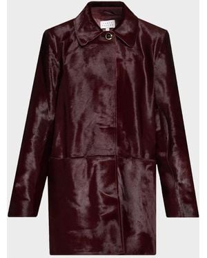 Tanya Taylor Nadia Calf-Hair Coat - Purple
