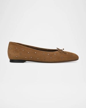 Vince Darla Studded Suede Ballerina Flats - White