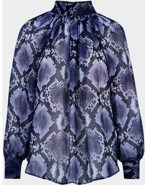 Smythe Kitten Snake Chiffon Blouse - Blue