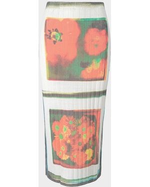 STAUD Noemi Striped Midi Skirt - White