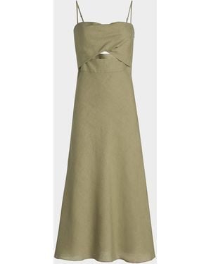 Black Halo Jada Linen Cut-Out Midi-Dress - Green