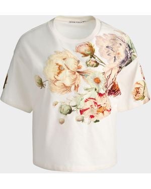 Alice + Olivia Evan Floral Short-Sleeve T-Shirt - White