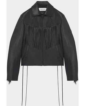 McQueen Apos;S Western Fringe-Trim Leather Jacket - Black
