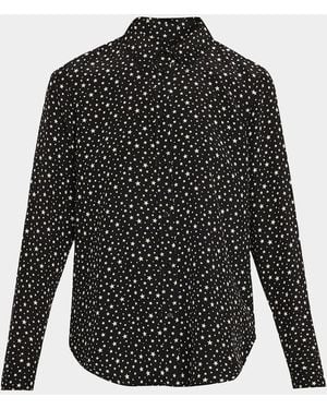 Nili Lotan Spotted Silk Button-Down Blouse - Black