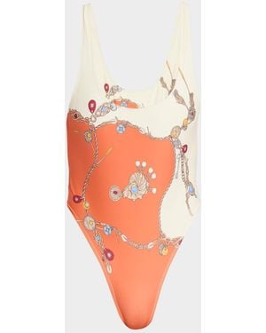 Versace Stolen Jewels One-Piece Swimsuit - Orange