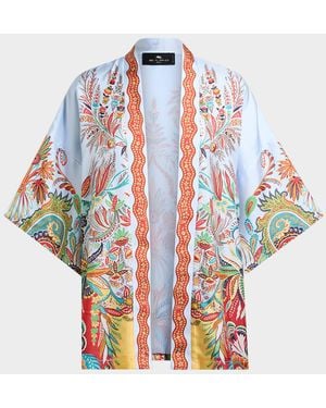 Etro Kesa Silk Kaftan Jacket - White