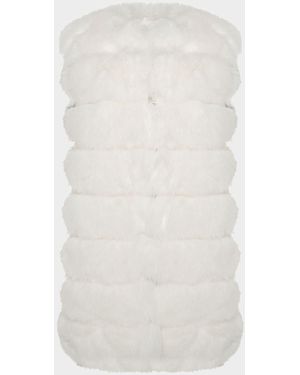 THEIA Fox-Like Faux Fur Vest - White
