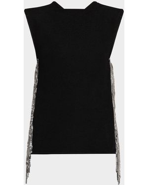 Jil Sander Chainmail Fringed Sleeveless Top - Black