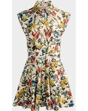 Alice + Olivia Kim Paneled Floral Mini Shirtdress - Metallic