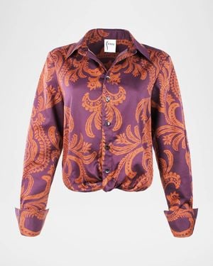 Finley Moxie Twisted Paisley-Print Shirt - Red
