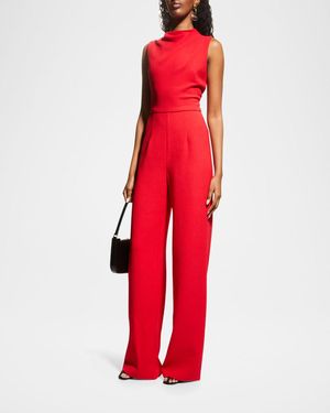 Black Halo Corrine High-Neck Sleeveless Jumpsuit - Red