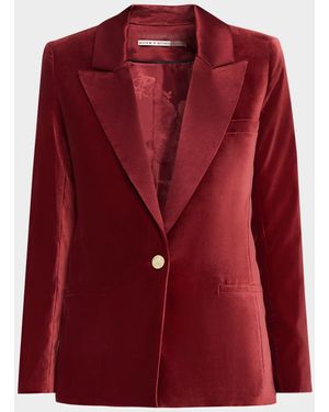 Alice + Olivia Silas Velvet Blazer - Red