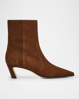 Stuart Weitzman Stassi Suede Zip Booties - Brown