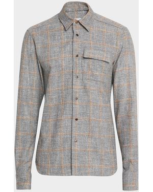 Kiton Apos;S Windowpane Snap-Front Overshirt - Gray