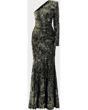 Zhivago This Is Not Her Sequined One-Shoulder Mermaid Gown - Black