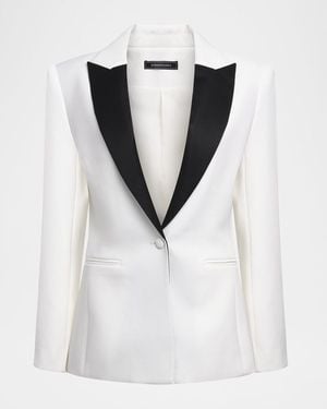 BCBGMAXAZRIA Satin-Lapel Tux Blazer - White