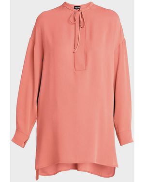 Giorgio Armani Triple Silk Georgette Neck-Tie Blouse - Pink