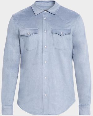 Monfrere Apos;S Eastwood Faux Suede Slim-Fit Shirt - Blue