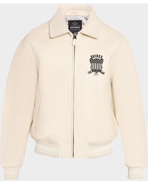 Avirex Apos;S Leather Bomber Jacket - Natural