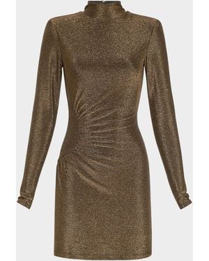 Ramy Brook Amarylis Metallic Long-Sleeve Mini Dress - Green