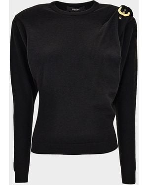 Versace Wool Knit Buckle Sweater - Black