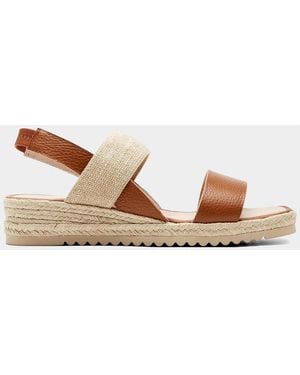 La Canadienne Rowena Leather Espadrille Wedge Sandals - Brown