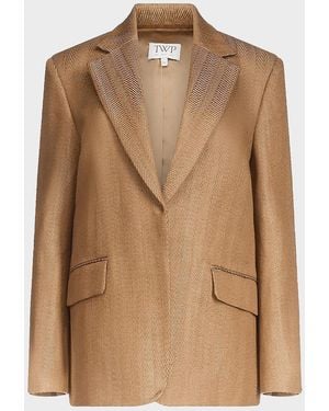 Twp Jillian Herringbone Linen-Blend Blazer - Brown