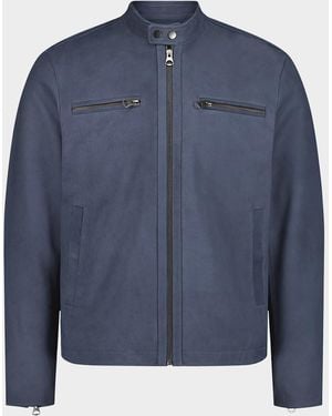 Robert Graham Apos;S Artino Leather Band-Collar Race Jacket - Blue