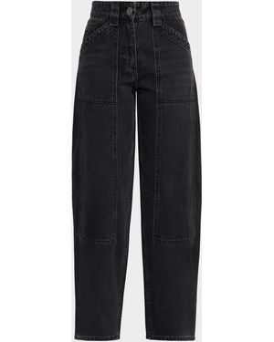 Co. High-Rise Denim Crop Balloon Pants - Blue