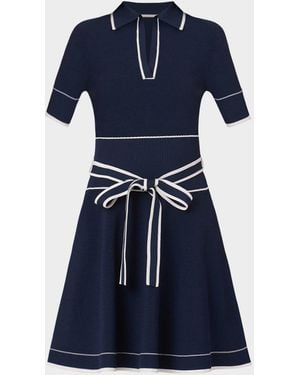 Shoshanna Maren Contrast-Trim Rib Knit Mini Dress - Blue