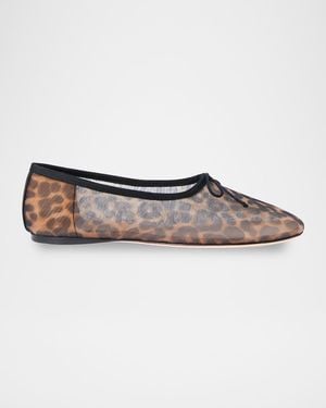 Loeffler Randall Landon Leopard Mesh Ballet Flats - Gray