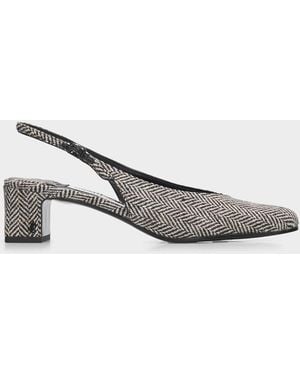 Jimmy Choo Eyla 45Mm Herringbone Slingback Pumps - Gray