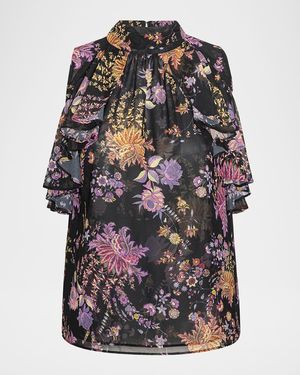 MISA Los Angles Kyra Floral Chiffon Top - Multicolor